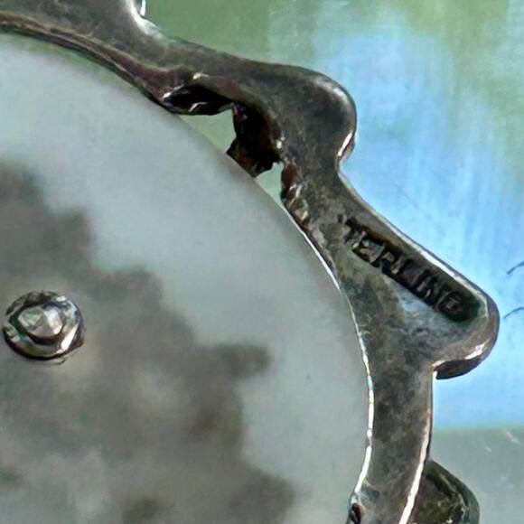 Vintage Art Deco Camphor Glass Sterling Silver and Rhinestones Pendant - Picture 3 of 9